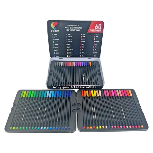 ZENACOLOR 60 Color PENS Markers Intense Scrapbooking Coloring Line NEW - Picture 4 of 11
